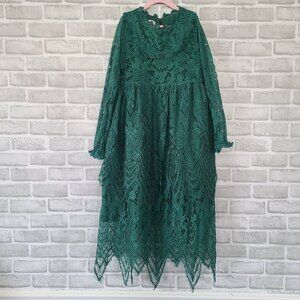 Trish Scully Emerald Green Lace Long Dress Sz 10 Spring Easter Elegant Party
